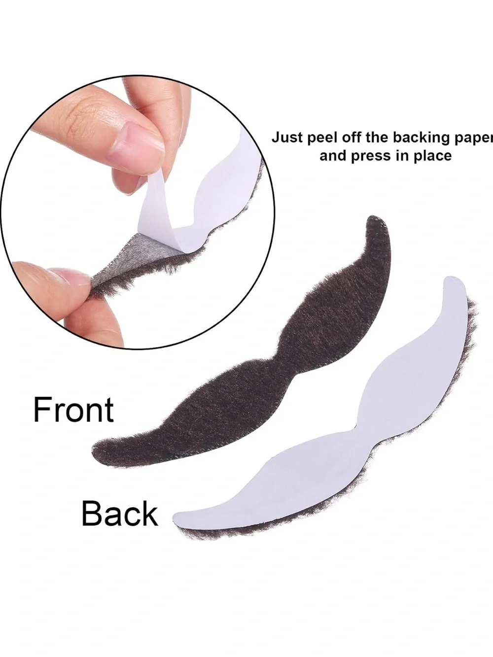 20 Fake Mustaches Self Adhesive Novelty Face Stickers Pirate Disguise Costume